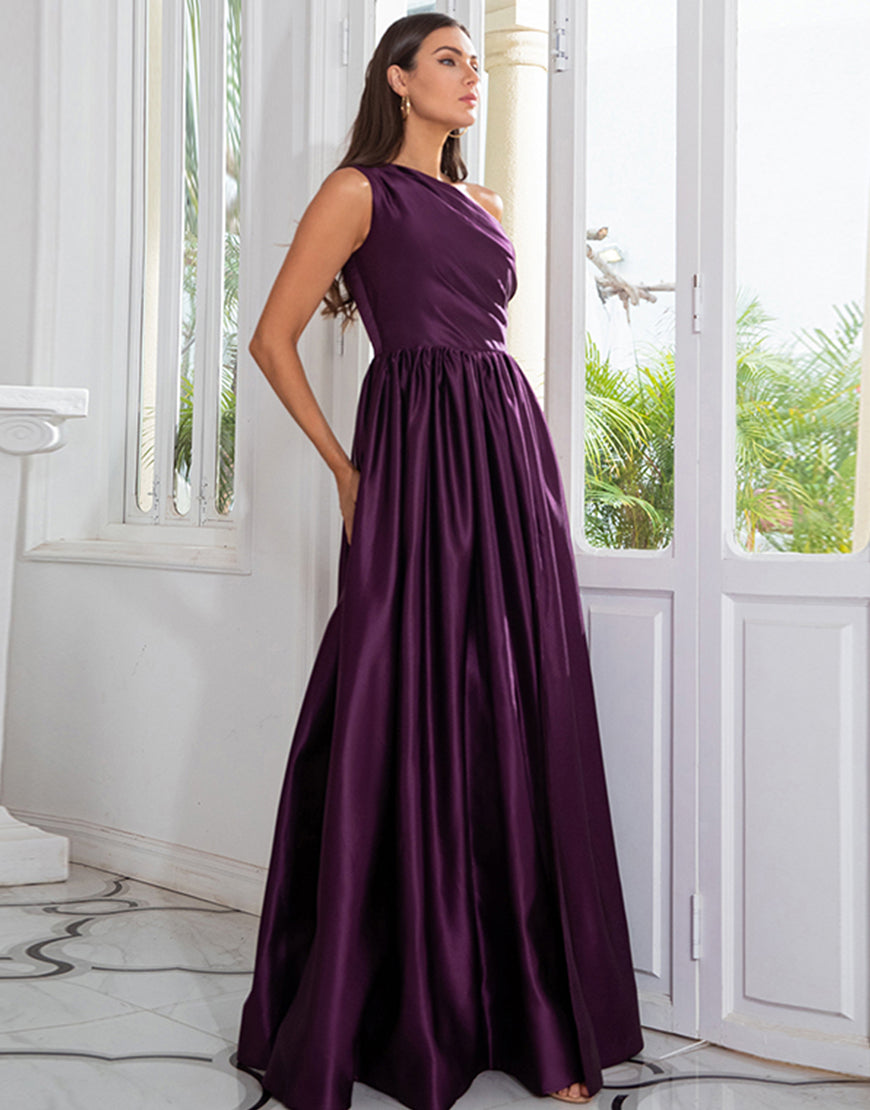 Luolandi One Shoulder Long Purple Prom Dress with Split Sexy Evening Dresses