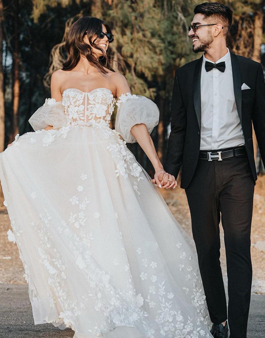 Luolandi Sweetheart Tulle Wedding Dress Off Shoulder Sexy Beautiful