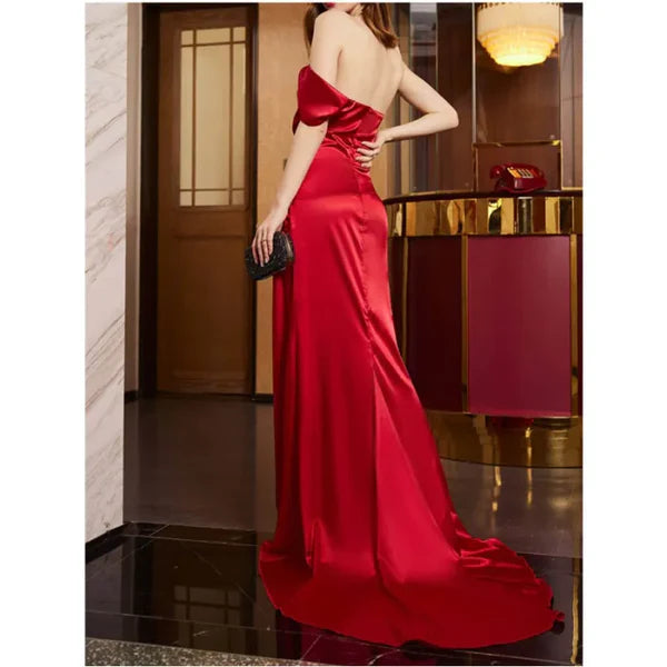 Luolandi Women's Elegant Fashion Off the Shoulder High Waist Ball Dress Sexy Prom Dress Evening Dress