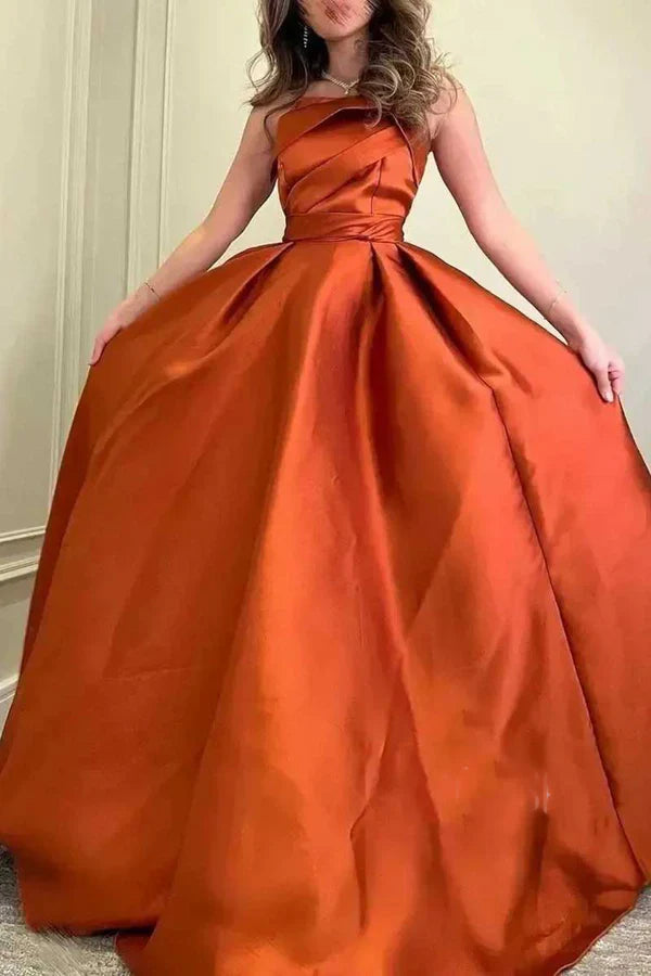 Luolandi A-shaped strapless empire pleated party dance dress Off Shoulder Evening Dresses