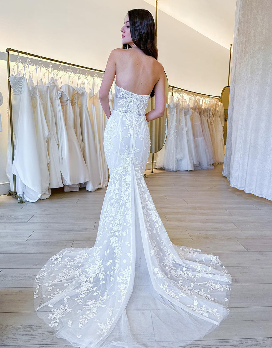 Luolandi Mermaid Lace Tulle Off The Shoulder Wedding Dress With Appliques Sexy Without Headscarf