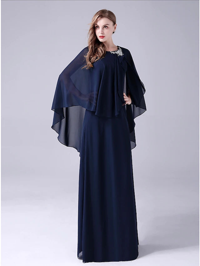 Luolandi A-Line Mother of the Bride Dress Elegant Sweet Jewel Neck Floor Length Chiffon Sleeveless