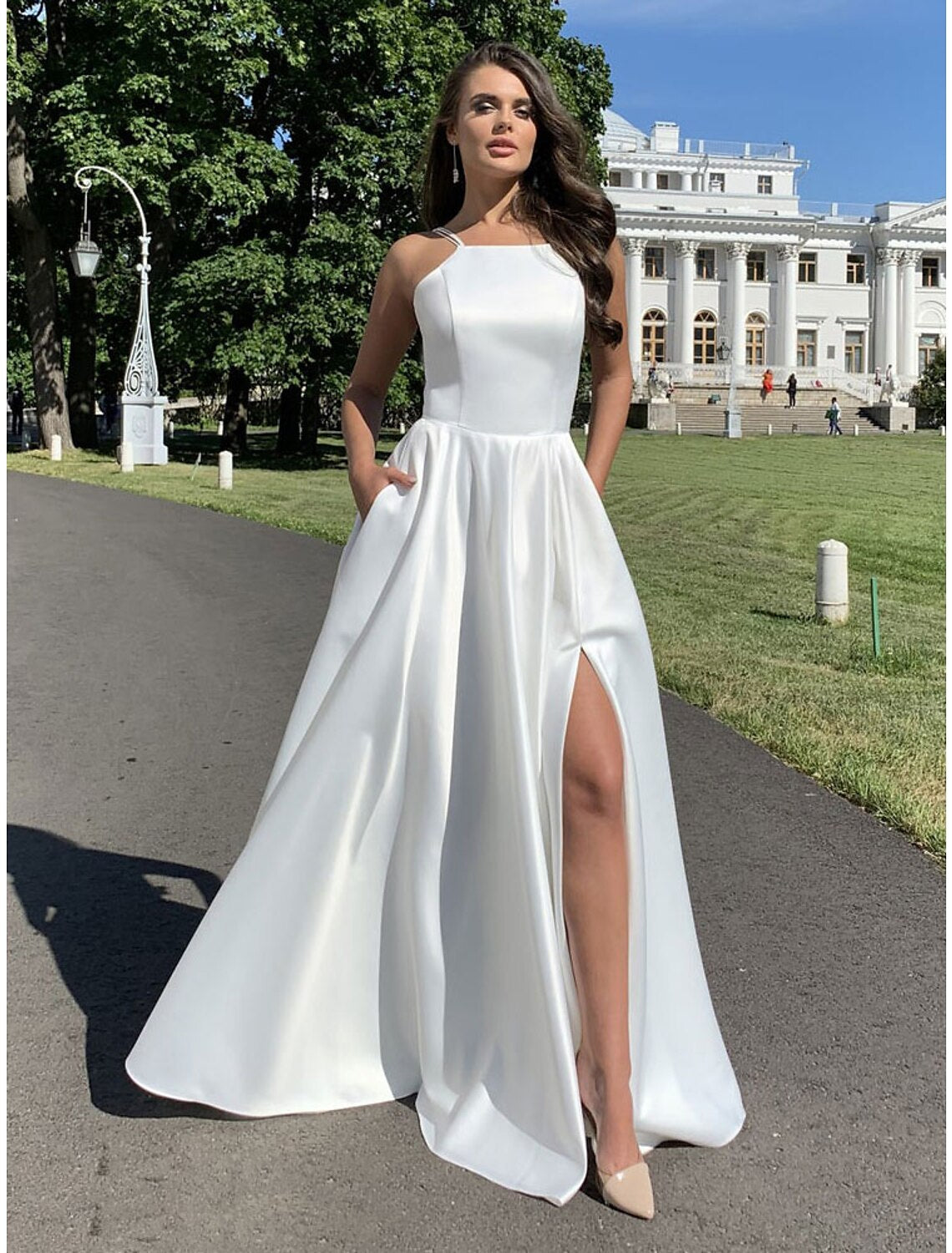 Luolandi Mermaid / Trumpet Evening Gown Elegant Dress Wedding Guest Floor Length Sleeveless Spaghetti Strap Jersey Crisscross Back