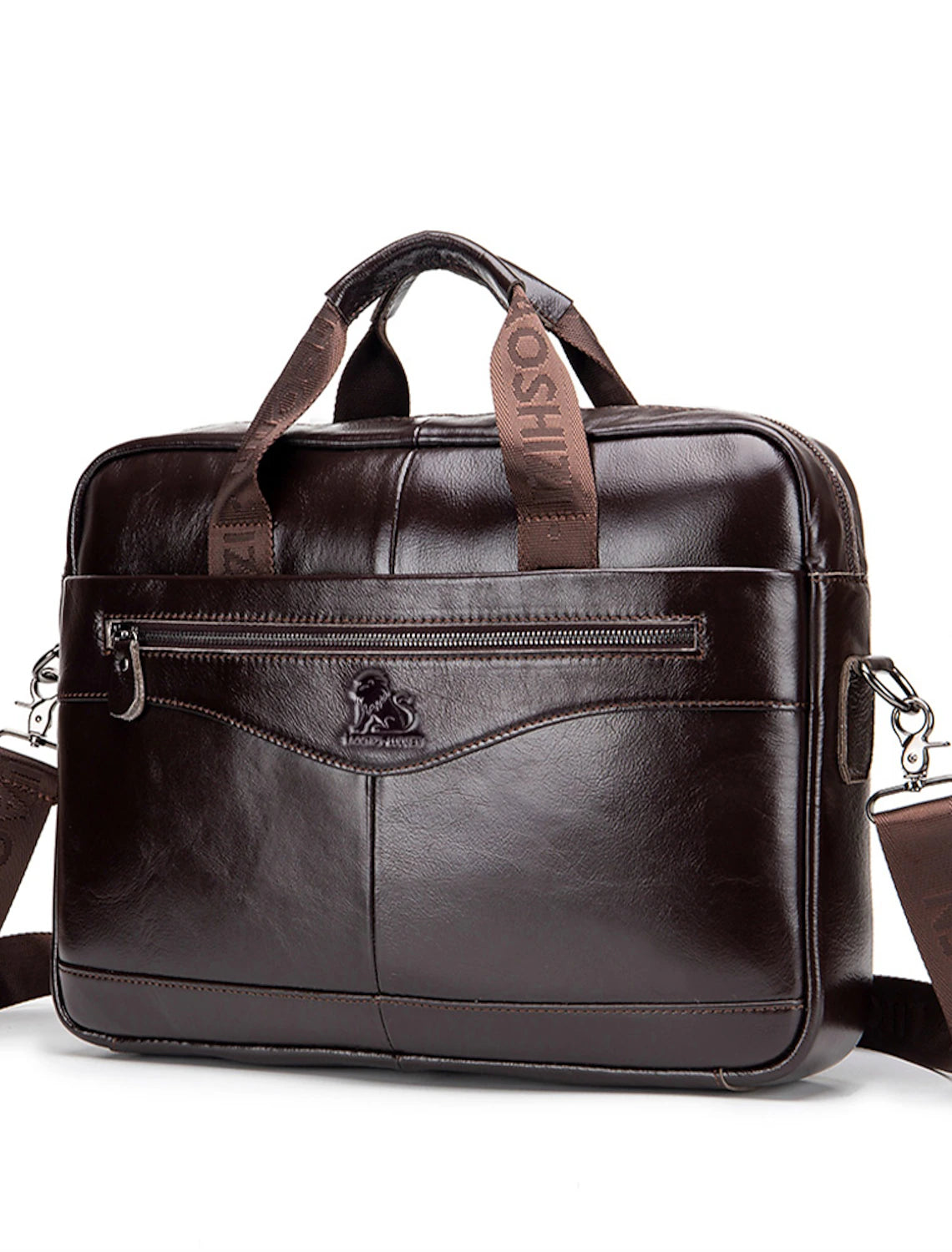 Men's Handbag Crossbody Bag Briefcase Laptop Bag Leather Cowhide Office Daily Zipper Waterproof Breathable Solid Color