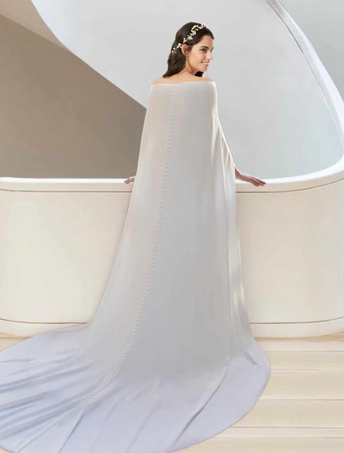 Luolandi Formal Wedding Dresses Two Piece Sweetheart Strapless Court Train Fabric Bridal Gowns With Sashes