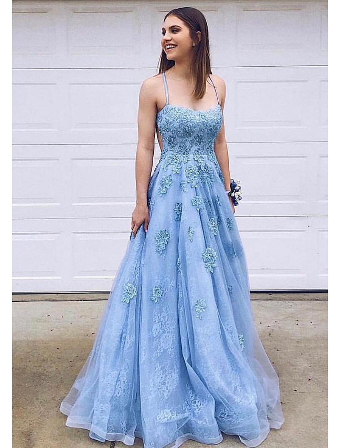 Luolandi Ball Gown A-Line Evening Dresses Sparkle & Shine Dress Formal Floor Length Sleeveless Sweetheart Neckline Tulle Backless with Pleats