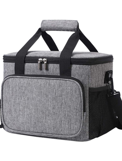 Women's Lunch Bag Oxford Cloth Outdoor Daily Zipper Insulated Adjustable Large Capacity Solid Color Black Gray