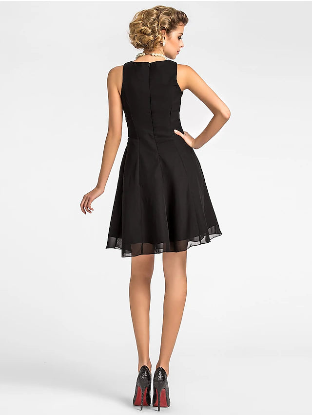 Luolandi A-Line Mother of the Bride Dress Wrap Included Jewel Neck Knee Length Chiffon 3/4 Length Sleeve