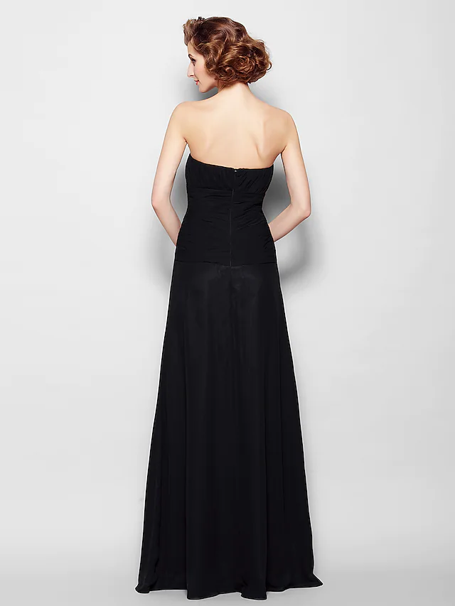 Luolandi A-Line Mother of the Bride Dress Wrap Included Strapless Floor Length Chiffon Half Sleeve with Ruched Beading