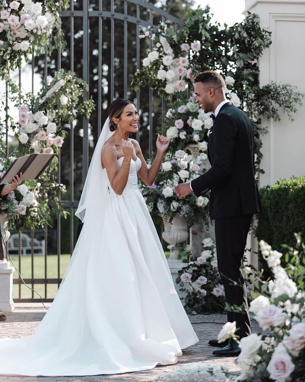 Luolandi Fashion Ball Gown Sweetheart Strapless Long Wedding Dresses Simple Bridal Gown