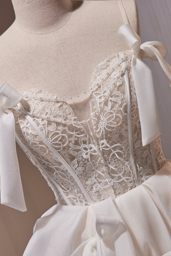 Luolandi Spaghetti Strap Lace Short Party Dress Beautiful Homecoming Dress