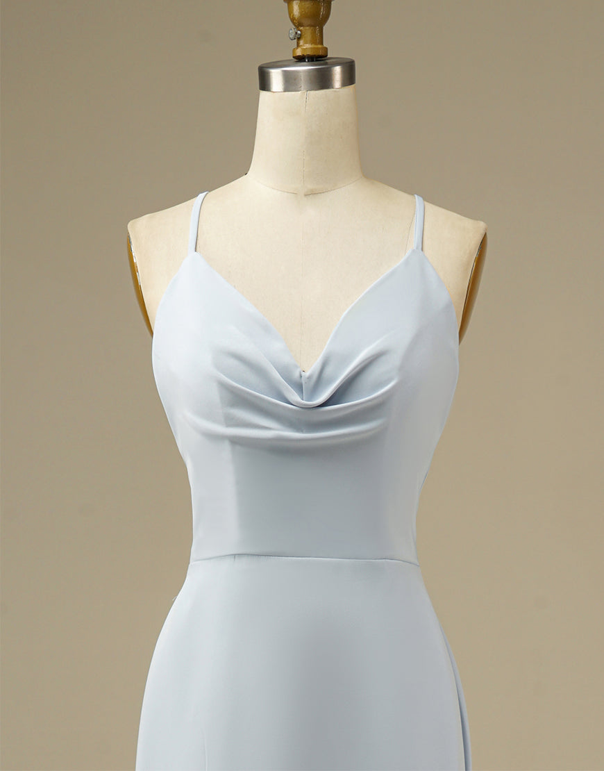 Luolandi Simple Light Blue Mermaid Prom Dress Floor Length Sexy Evening Party Dresses