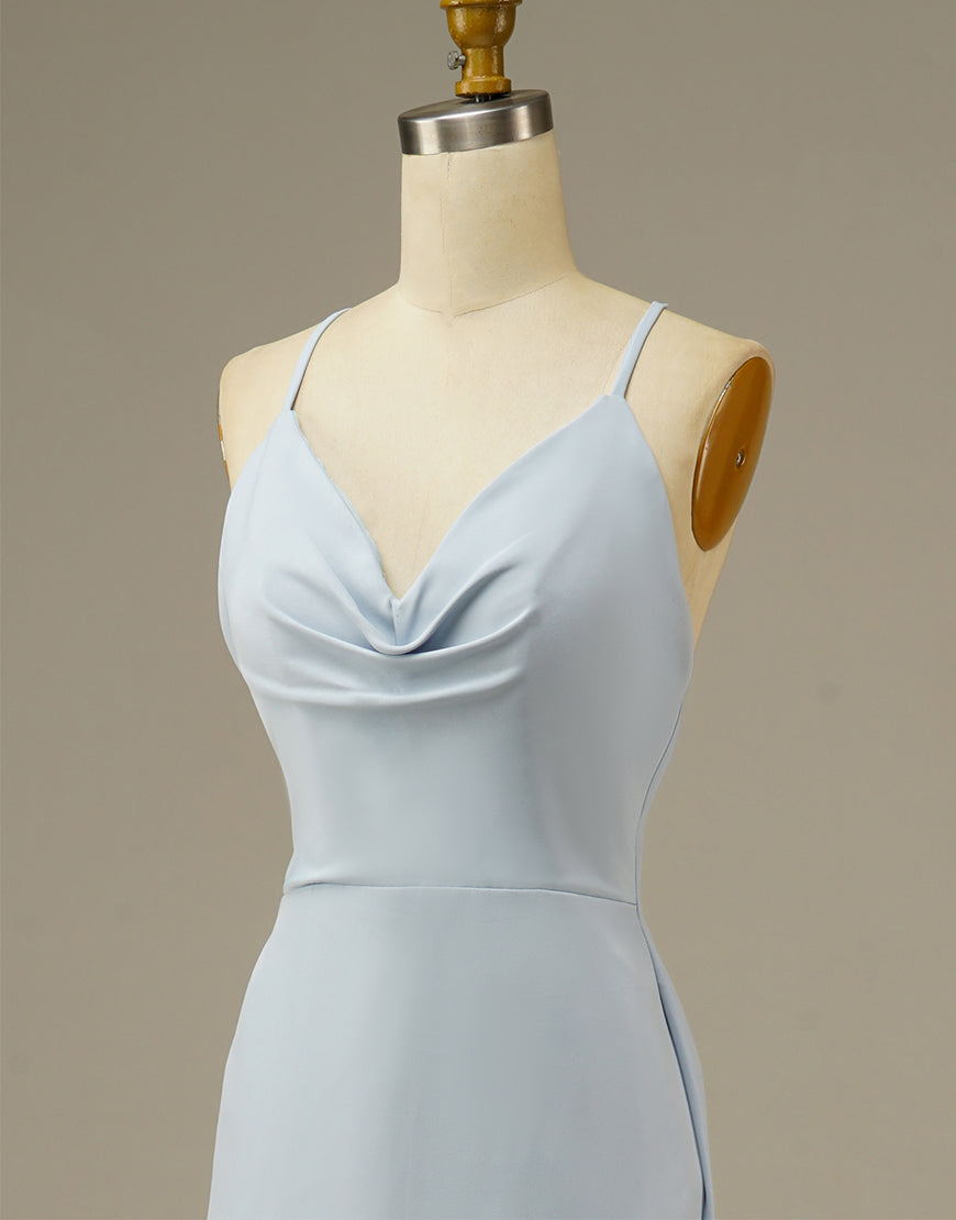 Luolandi Simple Light Blue Mermaid Prom Dress Floor Length Sexy Evening Party Dresses