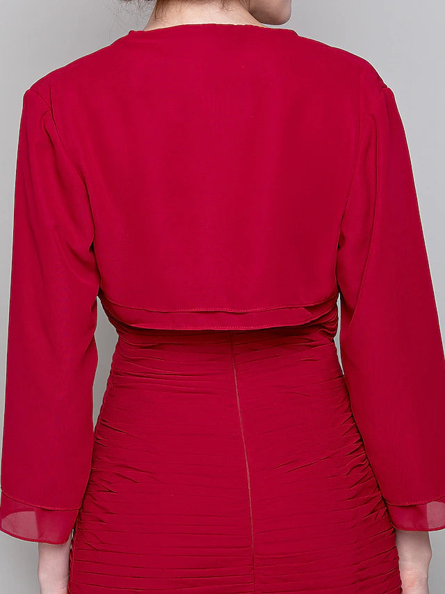 Luolandi Mermaid / Trumpet Mother of the Bride Dress Two Piece Sweetheart Floor Length Chiffon Long Sleeve