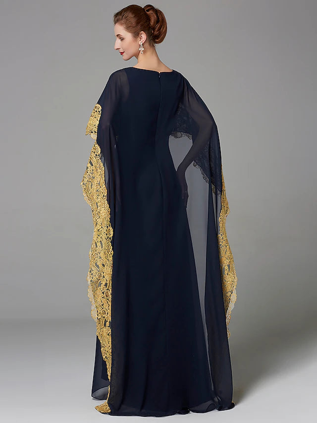 Luolandi A-Line Mother of the Bride Dress Plus Size Elegant Bateau Neck Sweep / Brush Train Chiffon Sleeveless