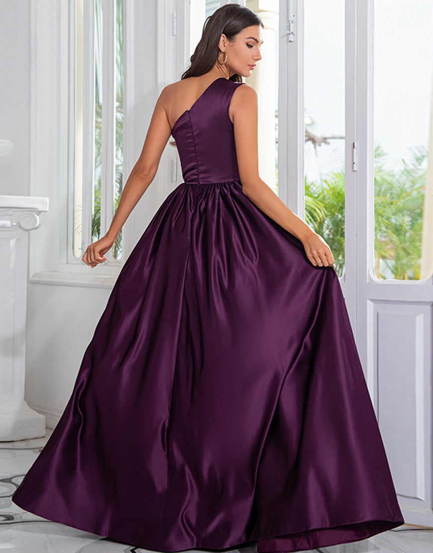 Luolandi One Shoulder Long Purple Prom Dress with Split Sexy Evening Dresses