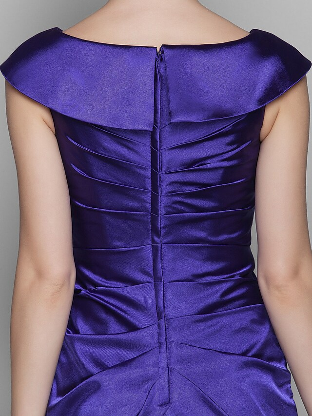 Luolandi Mother of the Bride Dress Elegant Off Shoulder Floor Length Satin Sleeveless with Beading