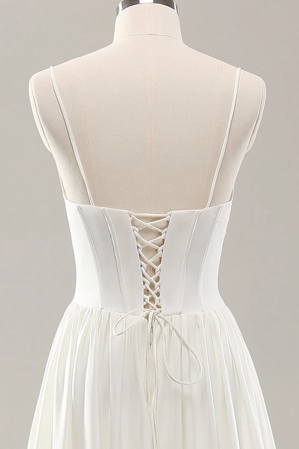 Luolandi thin shoulder strap slit satin trailing wedding dress Sexy