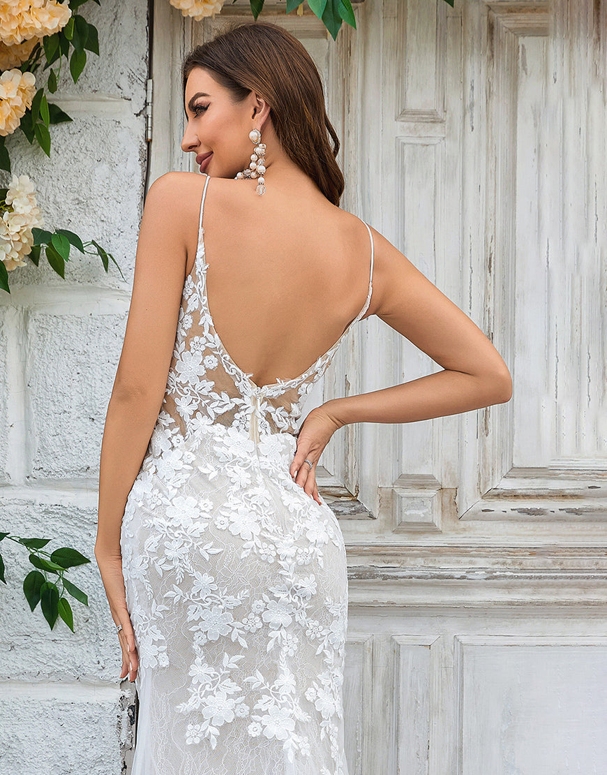 Luolandi Ivory Mermaid Lace Long Wedding Dress Beautiful Sexy