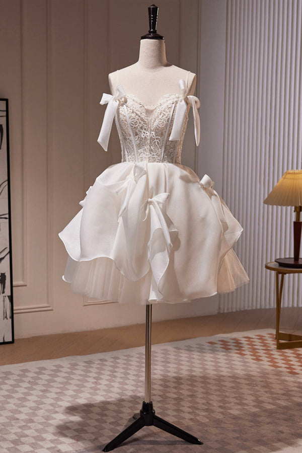 Luolandi Spaghetti Strap Lace Short Party Dress Beautiful Homecoming Dress