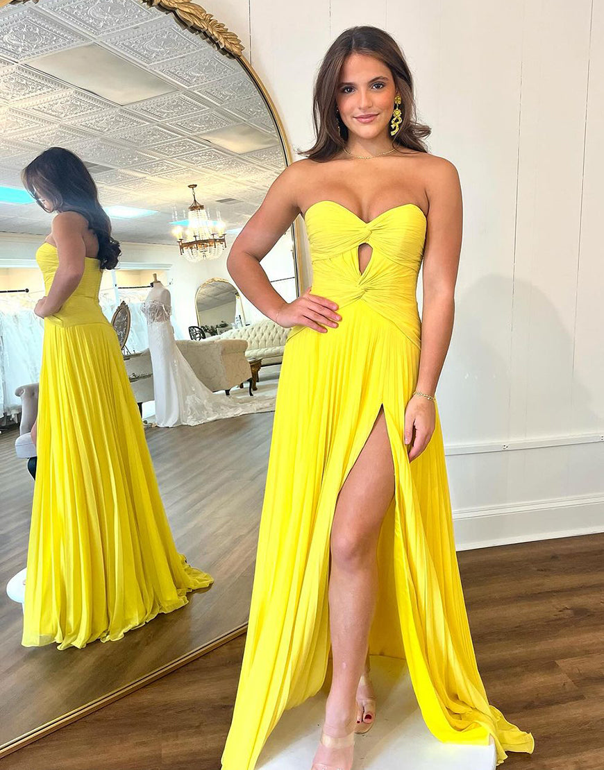 Luolandi Hot Pink A Line Sweetheart Keyhole Pleated Prom Dress With Slit Off Shoulder Sexy Evening Dress