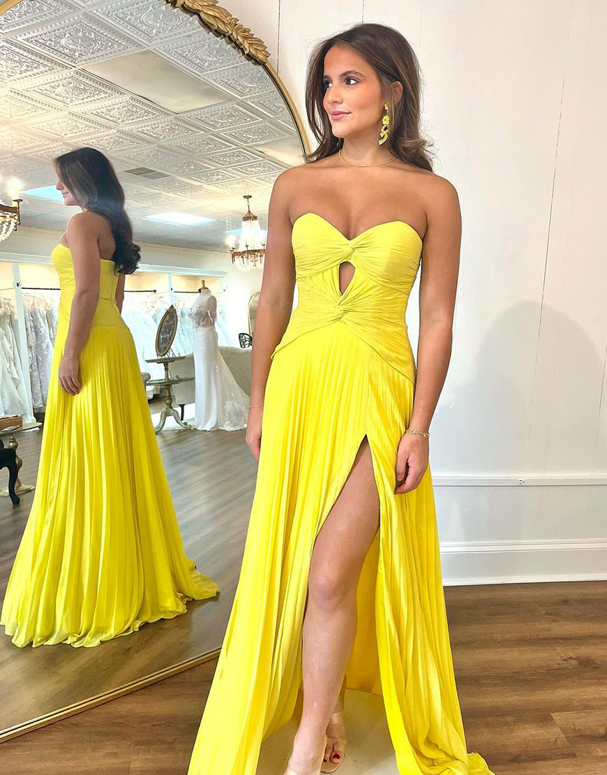 Luolandi Hot Pink A Line Sweetheart Keyhole Pleated Prom Dress With Slit Off Shoulder Sexy Evening Dress