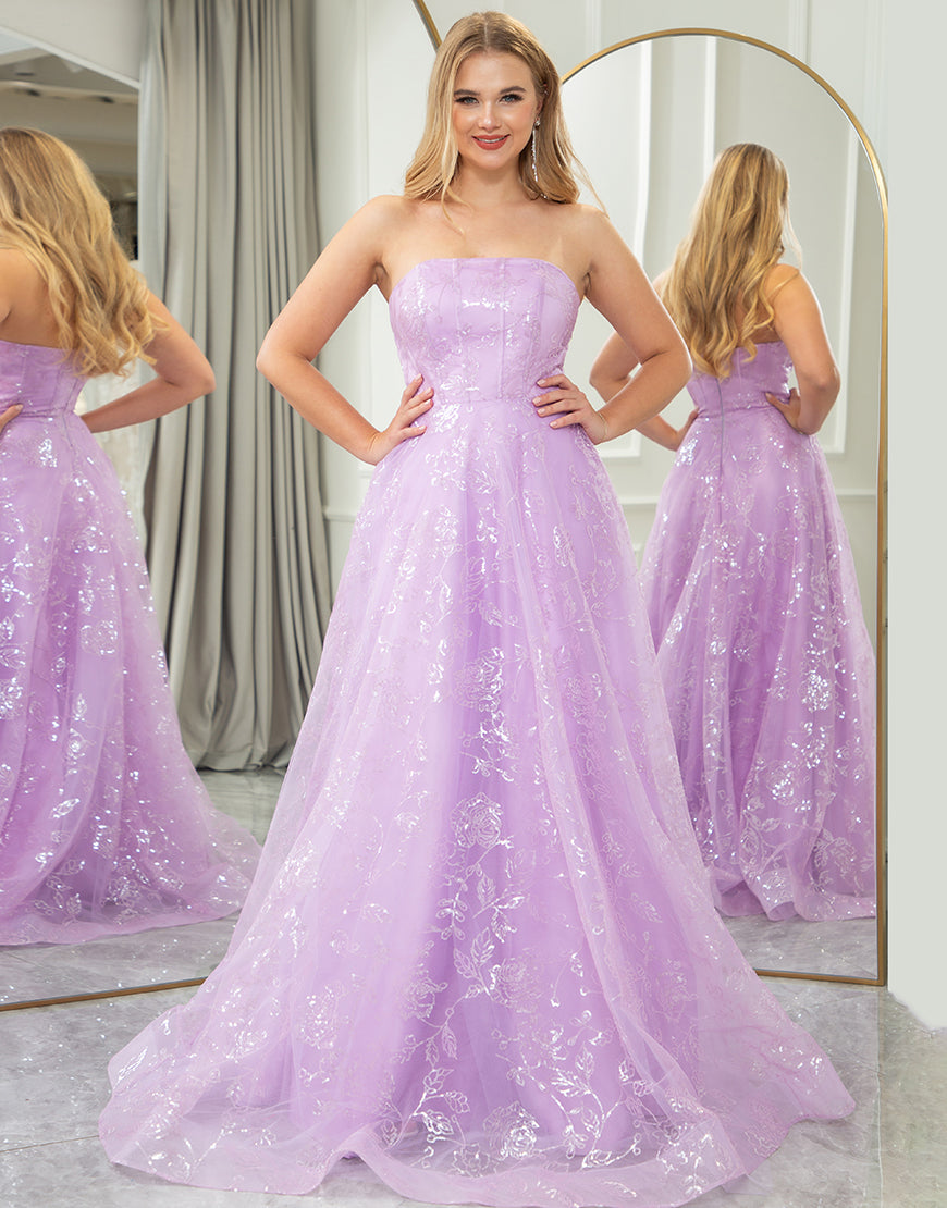 Luolandi Sparkly Lilac A Line Off The Shoulder Long Prom Dress Beautiful
