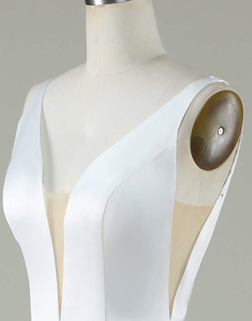 Luolandi V Neck Open Back A Line Ivory Wedding Dress With Appliques Beautiful