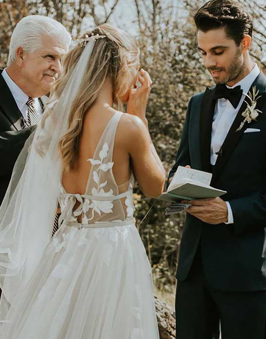 Luolandi Ivory Deep V Neck Open Back A Line Long Bridal Dress Wedding Dresses Sexy