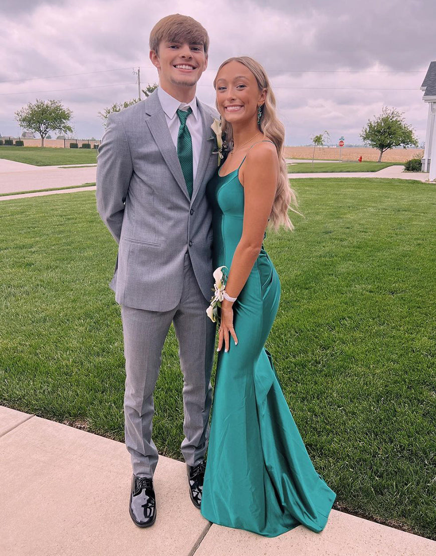 Luolandi Blush Mermaid Spaghetti Strap Long Prom Dress Pure Color Sexy Evening Party Dresses