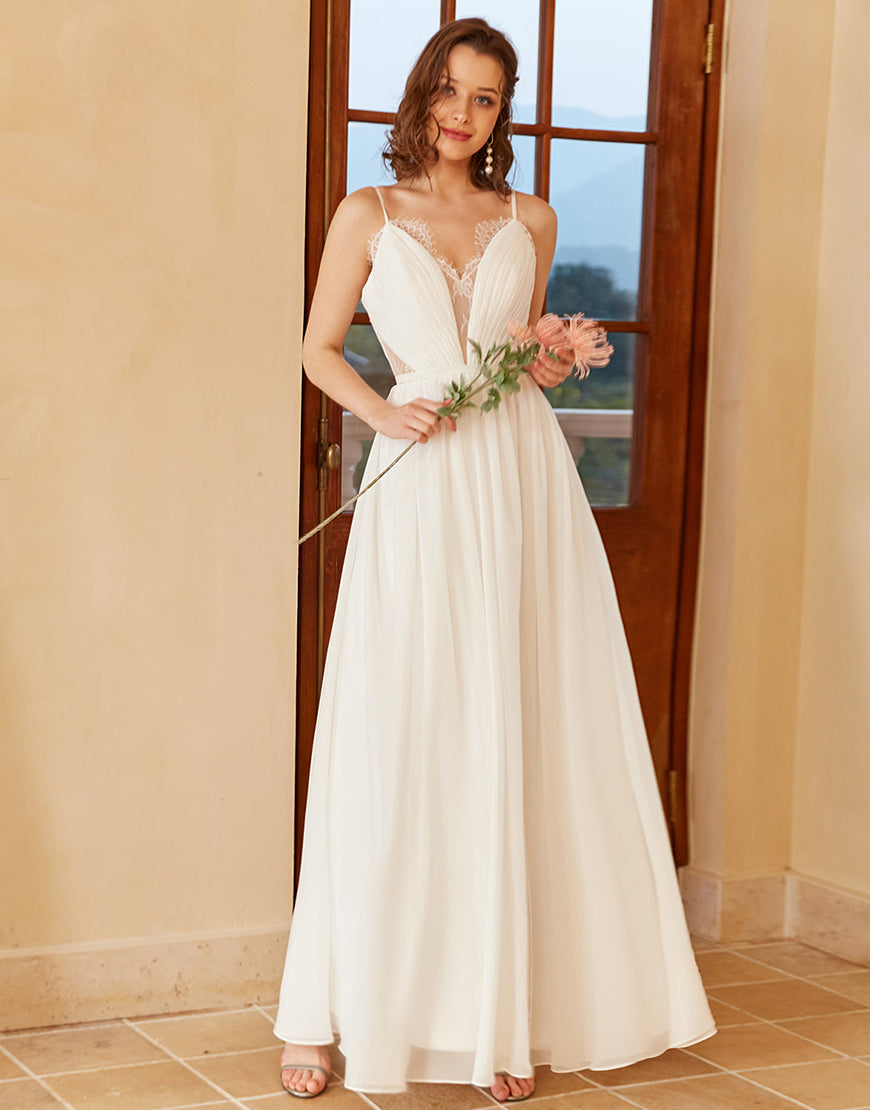 Luolandi Spaghetti Straps Simple Wedding Dress Beautiful