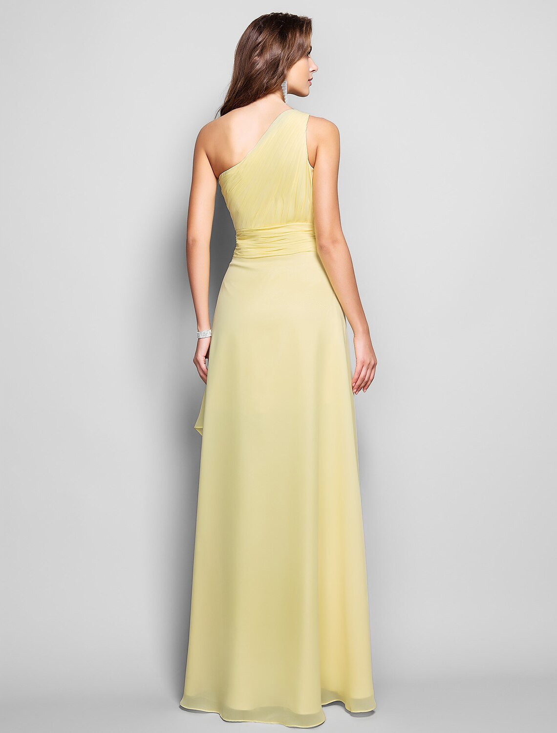 Luolandi Sheath / Column Elegant Dress Wedding Guest Cocktail Party Asymmetrical Sleeveless One Shoulder Bridesmaid Dress Chiffon with Beading Slit