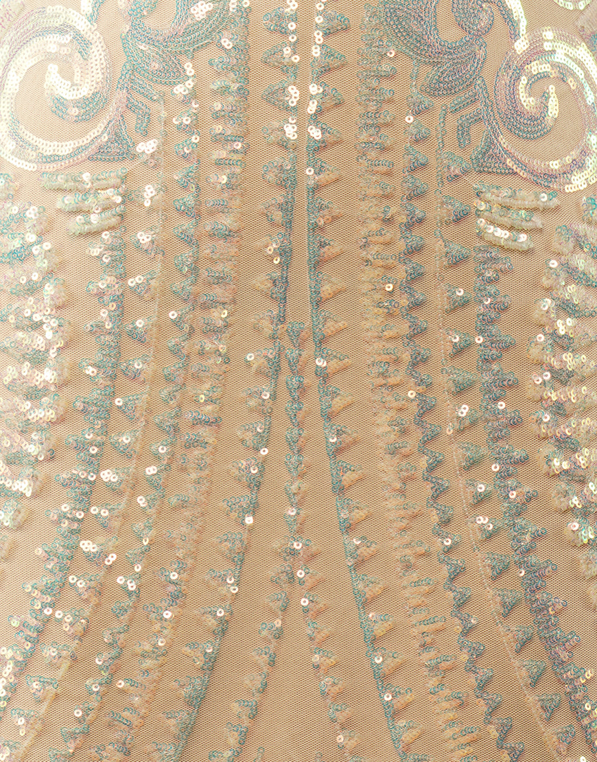 Luolandi Glitter Mermaid Champagne V Neck Prom Dress Open Back Floor Length Sparkly Evening Dresses