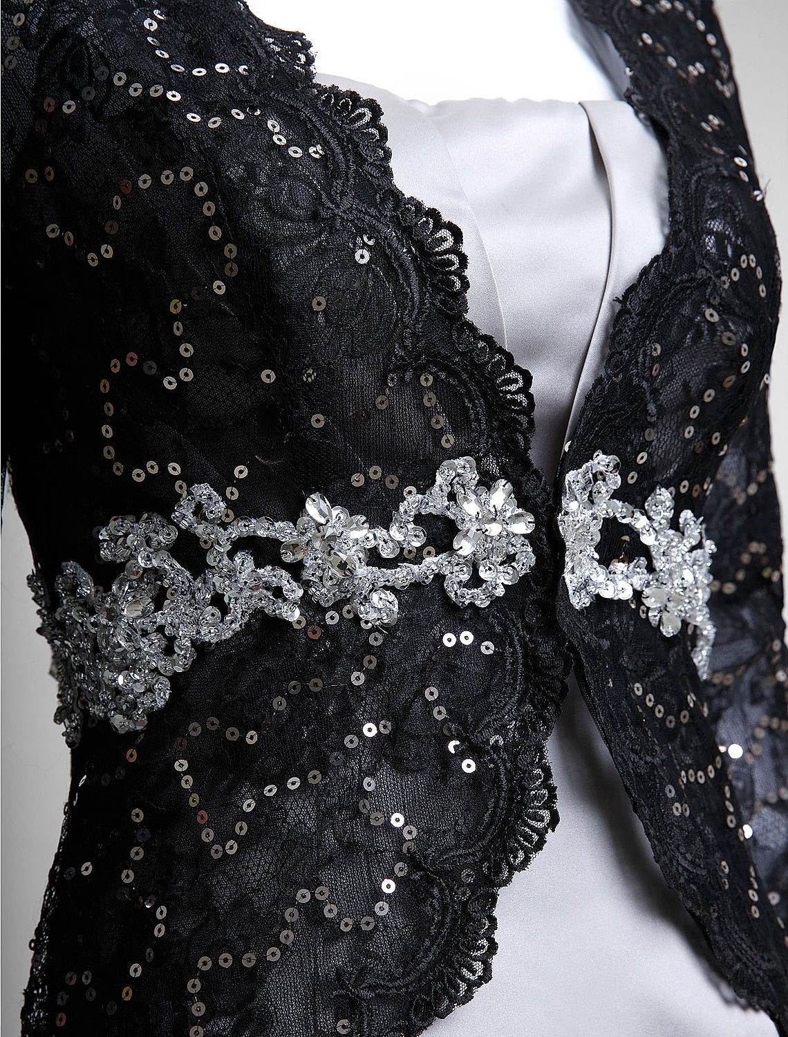 Luolandi Mermaid / Trumpet Mother of the Bride Dress Convertible Dress Strapless Floor Length Satin Lace 3/4 Length Sleeve No with Lace Beading