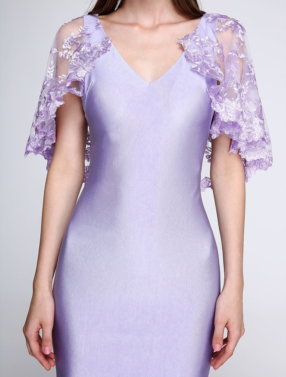 Luolandi Mermaid / Trumpet Bridesmaid Dress V Neck Sleeveless Wrap Included Sweep / Brush Train Jersey