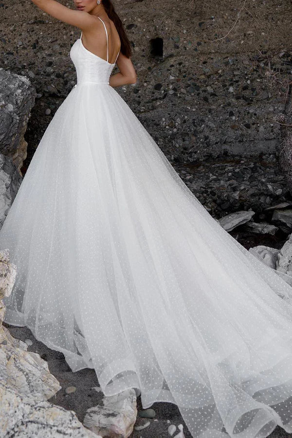 Luolandi A-line shoulder strap auditorium casual wedding dress minimalist bride dress Beautiful