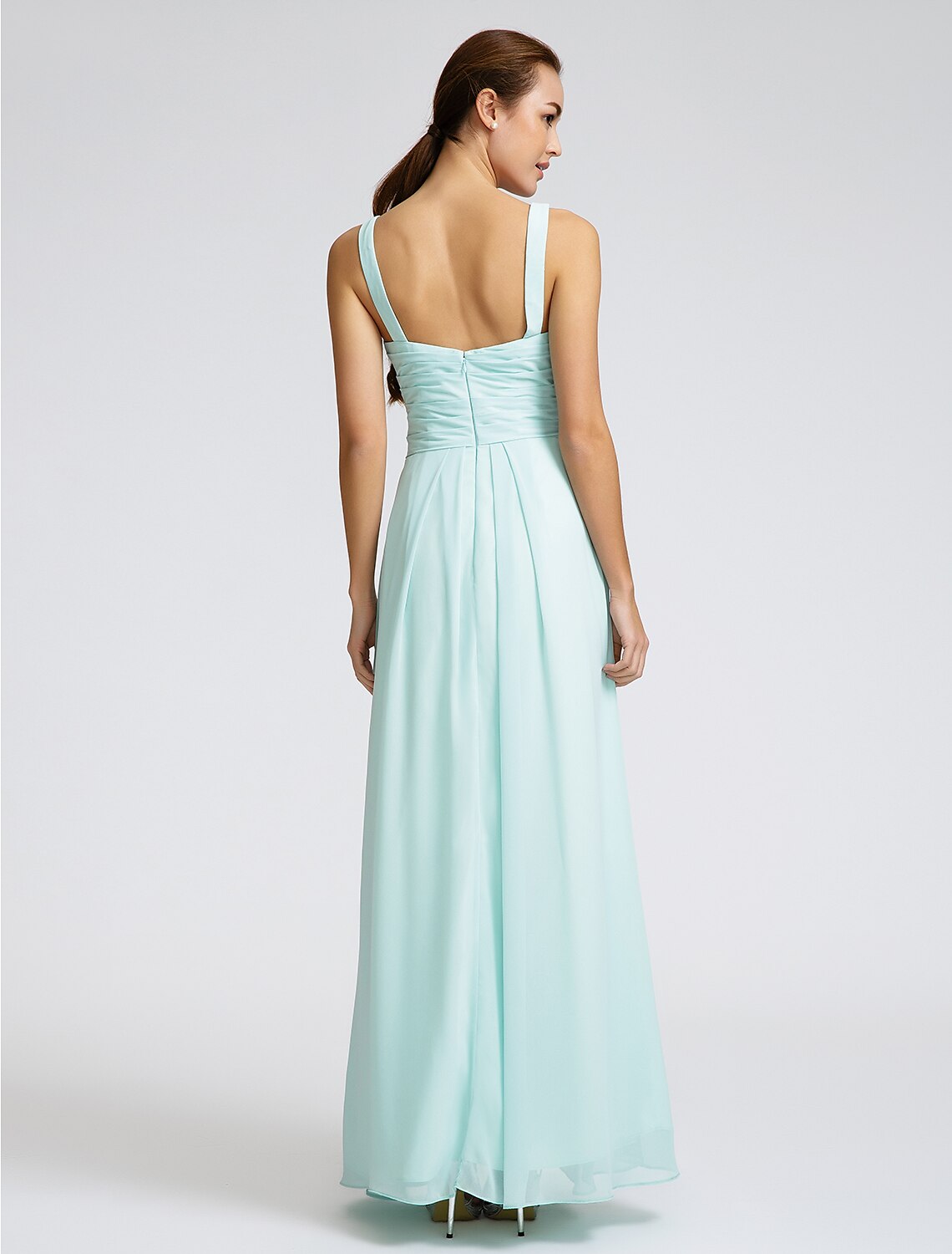 Luolandi Sheath / Column Bridesmaid Dress Sweetheart Sleeveless Open Back Ankle Length Georgette
