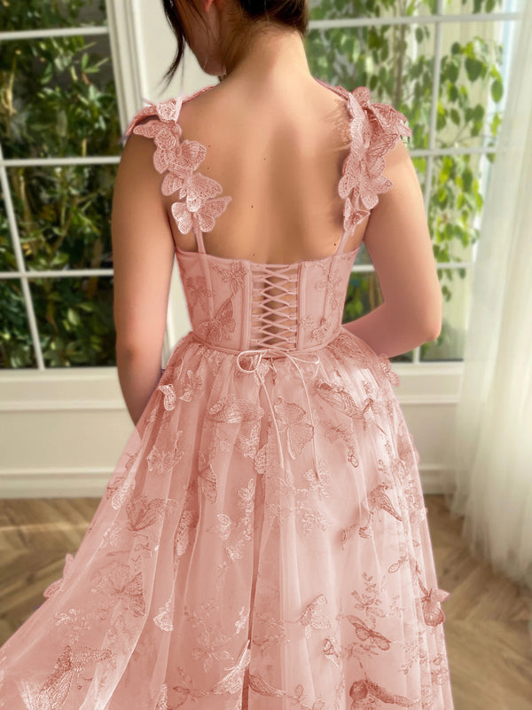 Luolandi Aline Tulle Midi Prom Dress with 3D Butterflies Beautiful Homecoming Dress