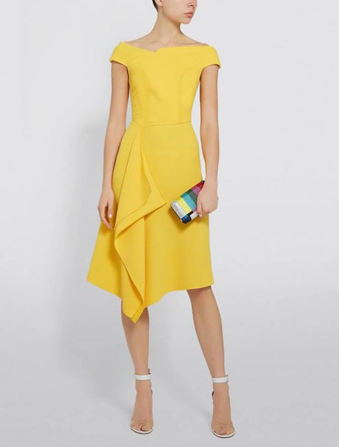 Luolandi Sheath / Column Elegant Holiday Cocktail Party Dress Boat Neck Short Sleeve Knee Length