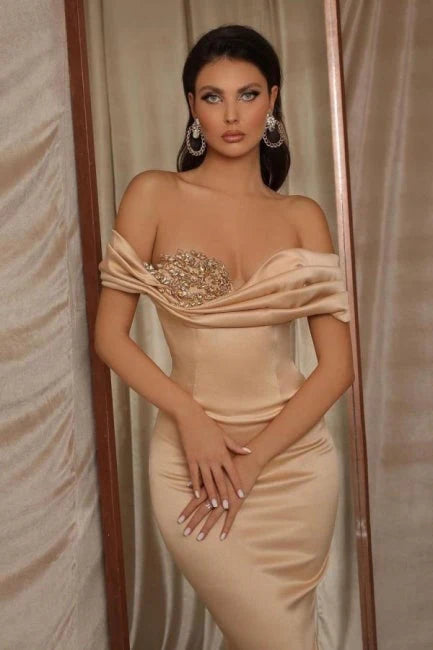 Luolandi Long Mermaid Prom Dress With Glitter Off Shoulder Sexy Evening Dress Party Dress