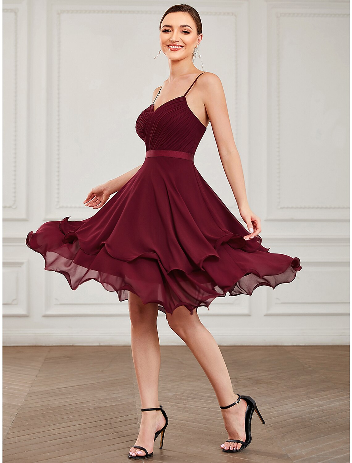 Luolandi A-Line Homecoming Dresses Elegant Dress Homecoming Short / Mini Sleeveless Sweetheart Chiffon with Pure Color