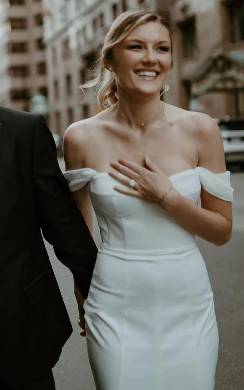 Luolandi Mermaid Sexy Detachable Straps Elegant Satin Classic Trailing Wedding Dress Without Gloves