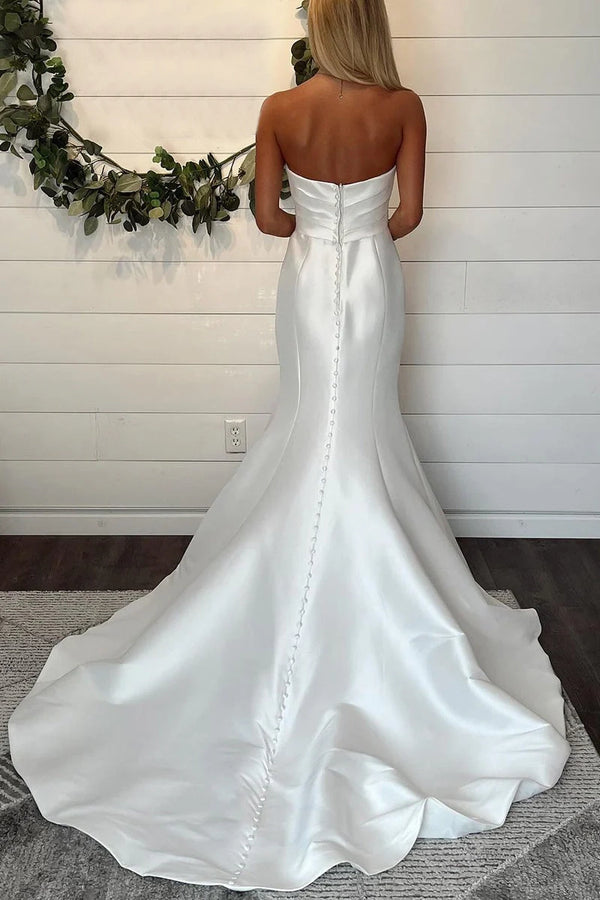 Luolandi Mermaid Strapless Satin Wedding Dresses Off Shoulder Sexy