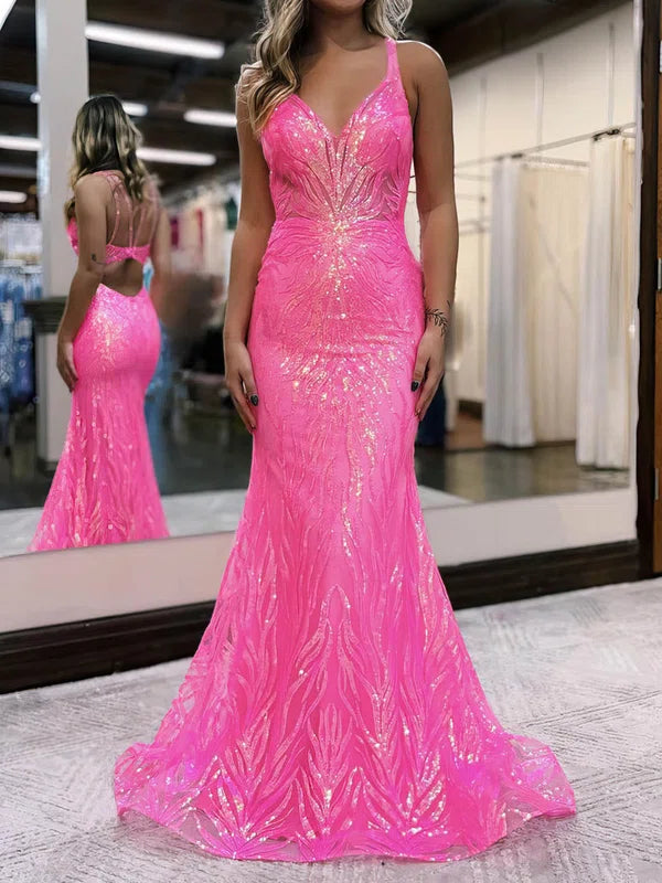 Luolandi Sheath V-neck Sleeveless Long Prom Dress Charming Evening Party Dress