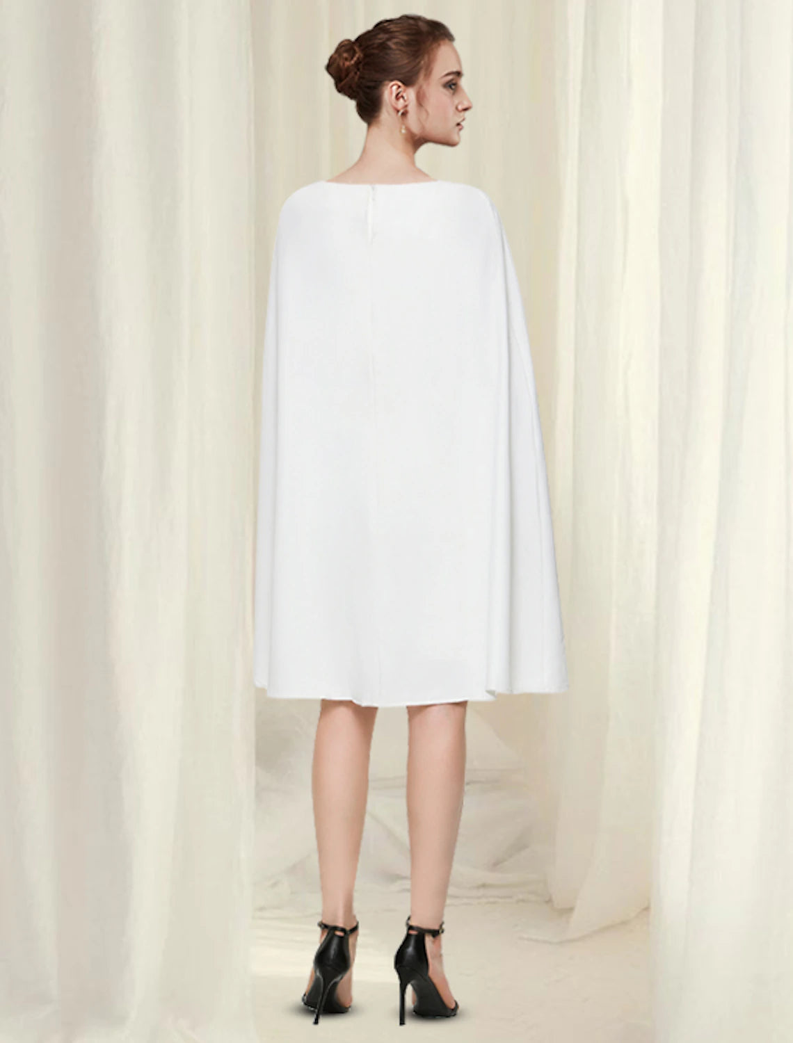 Luolandi Sheath / Column Cocktail Dresses Minimalist Dress Party Wear Wedding Guest Knee Length Sleeveless Jewel Neck Chiffon