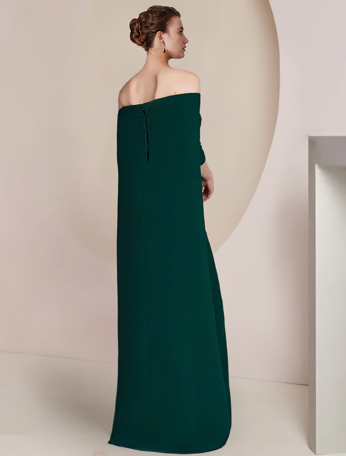 Luolandi Sheath / Column Mother of the Bride Dress Formal Wedding Guest Elegant Strapless Floor Length Fabric Half Sleeve