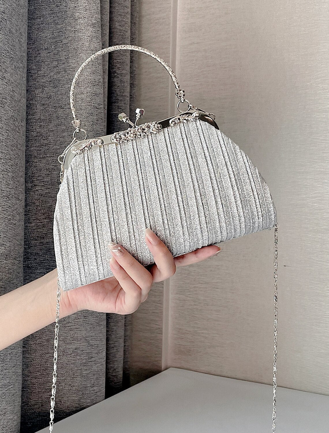 Women's Handbag Evening Bag Hobo Bag Synthetic Party Holiday Large Capacity Waterproof Breathable Solid Color Silver Gold