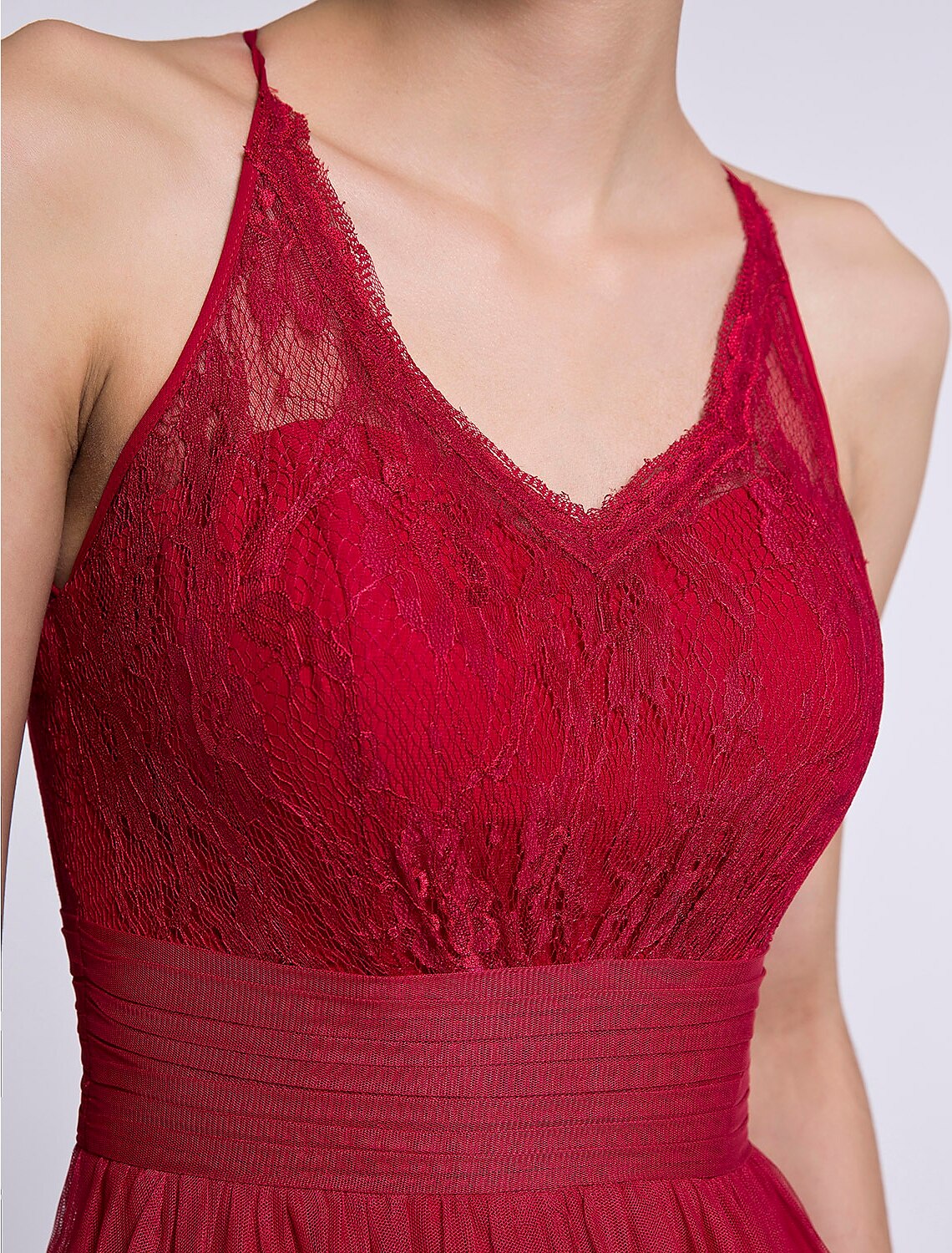 Luolandi Sheath / Column Bridesmaid Dress Halter Neck Sleeveless See Through Ankle Length Lace / Tulle