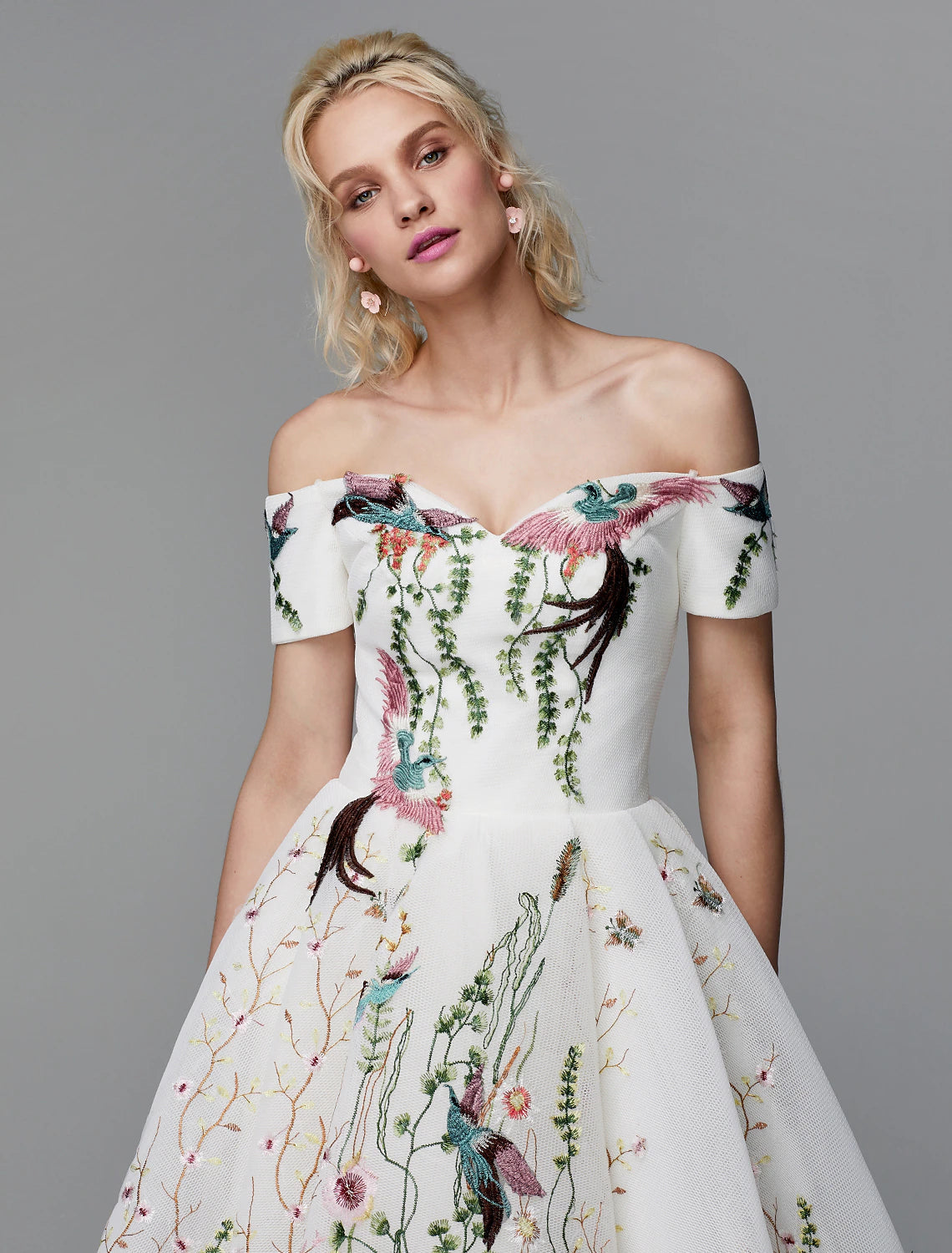 Luolandi Ball Gown Cute Dress Wedding Guest Cocktail Party Asymmetrical Short Sleeve Off Shoulder Polyester