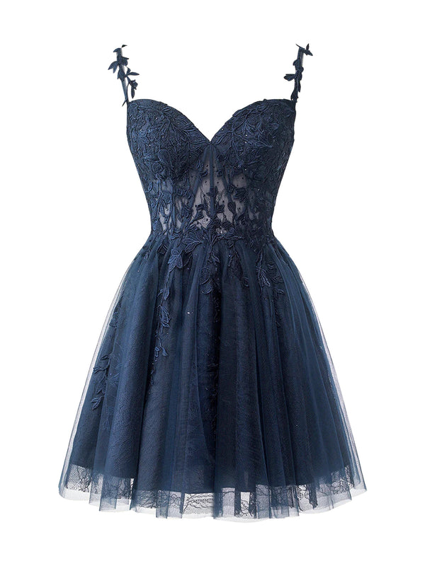 Luolandi A Line Sweetheart Short Homecoming Dresses with Appliques Beautiful Graduation Dress